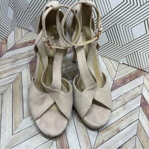 Michael Michael Kors Ankle Strap Blush Suede Leather Heels Sz 6‎ sb
